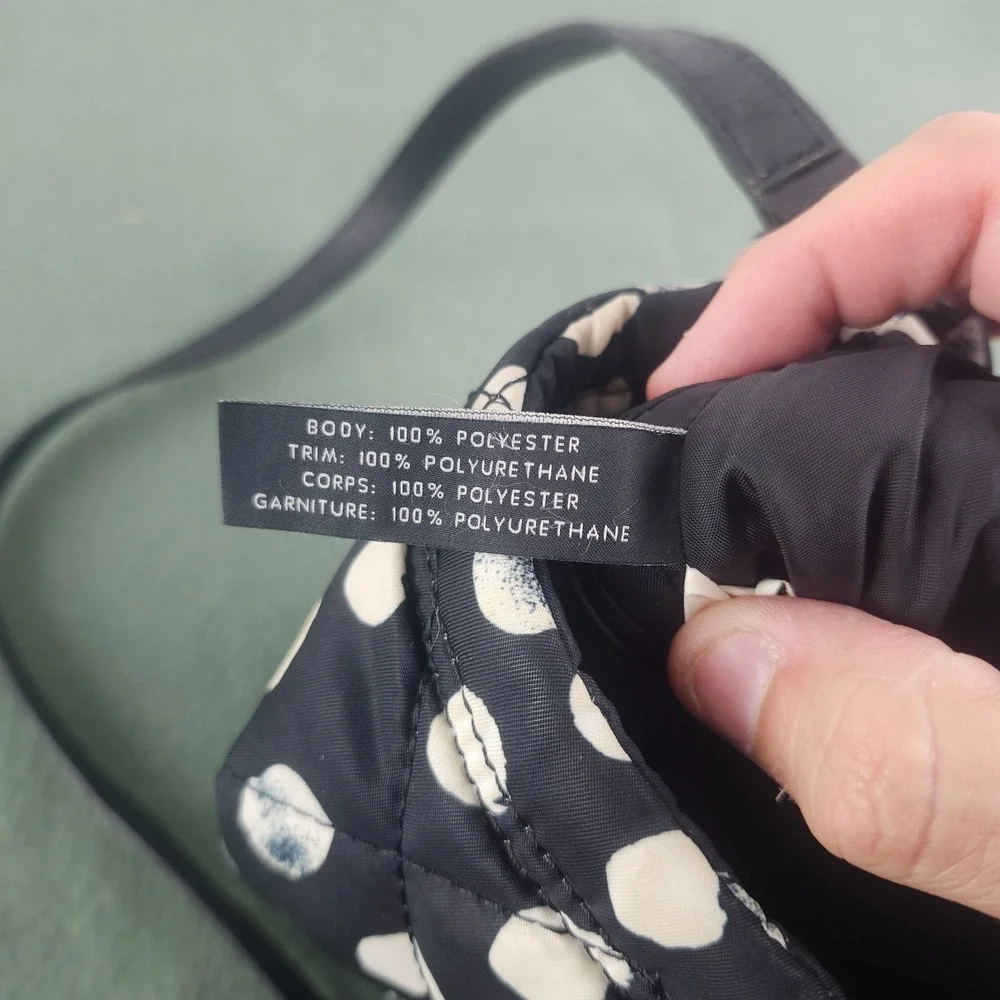 Marc By Marc Jacobs Natasha Nylon Quilted Crossbody Bag Purse Black White Dot